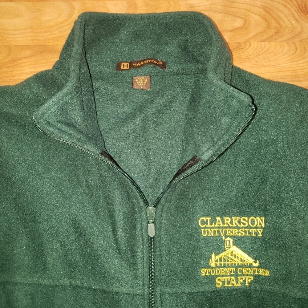 Green Clarkson University Full Zip Fleece Jacket Student Center Staff Men's Sz L